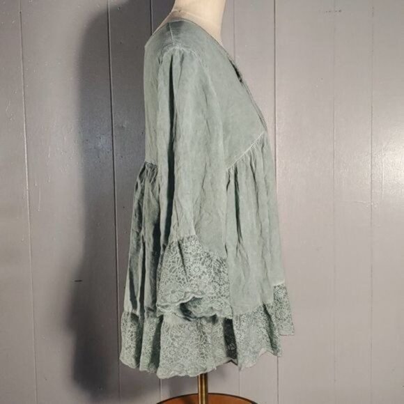 TUNIC Sacred Threads Shirt Top Blouse Boho Green Women's Size S / M WOMAN'S - Picture 3 of 10